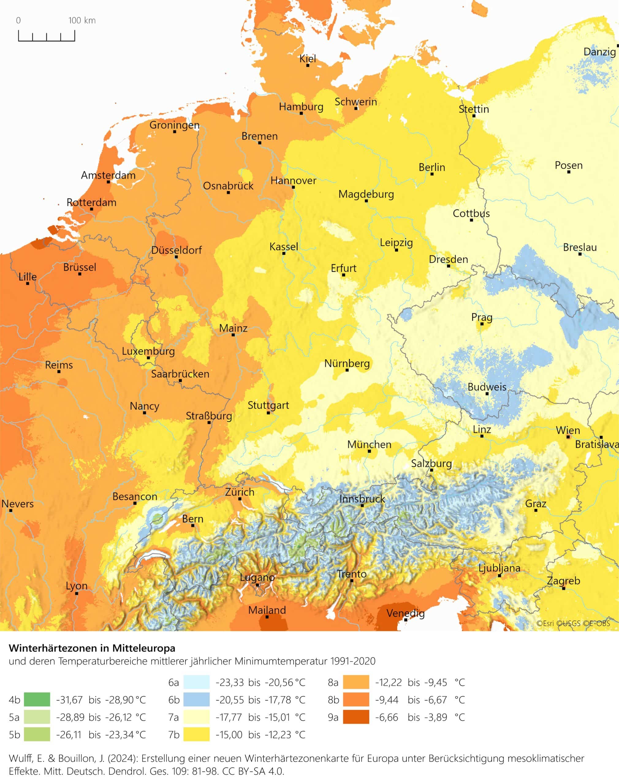 Winterhärtezonen in Europa Winterhärtezonen in Europa